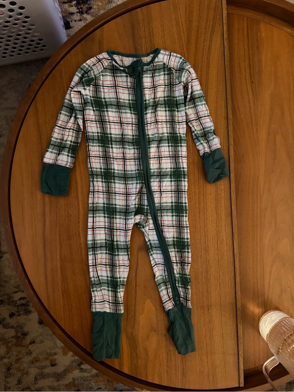 6-12 mos Green Plaid Little Sleepies pajamas